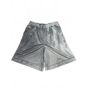 Starter Vintage Silver Athletic Mesh Shorts with Drawstring Waist M